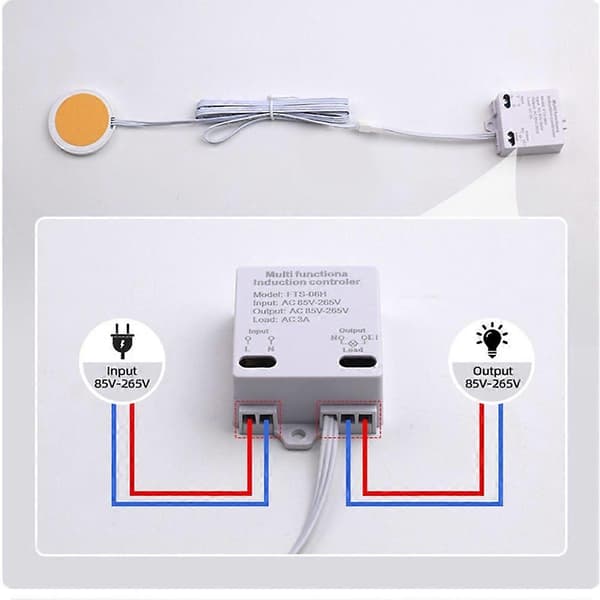 85V-265V AC LED Touch Switch, til skjult skabsinstallation, kan trænge igennem 40MM tykt træ