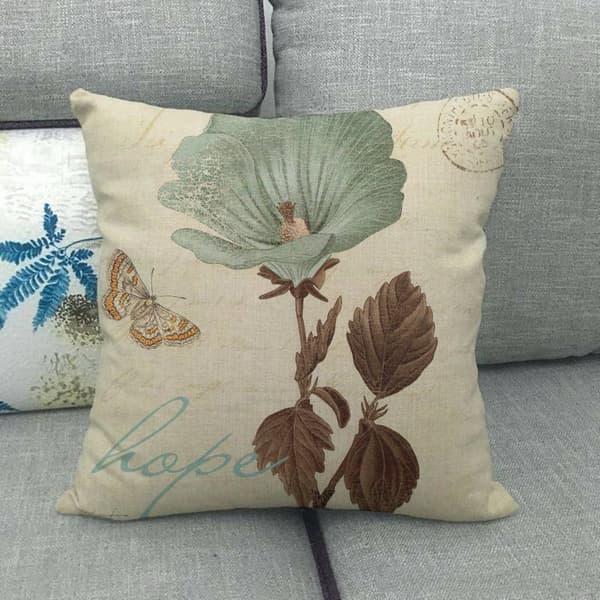 Putetrekk, sett med 4 - 45 x 45 cm (Sommerfugl og Blomst Retro) Bomull