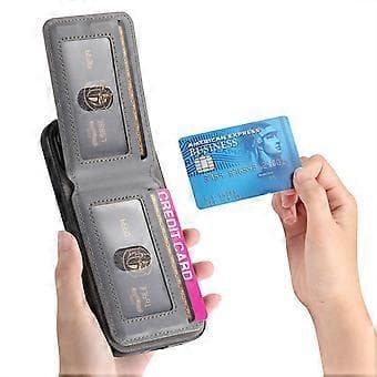 Case for Xiaomi Redmi 13C 4G Fabric Texture Leather+PC+TPU RFID Blocking Mobile Case with Card Holder Grey