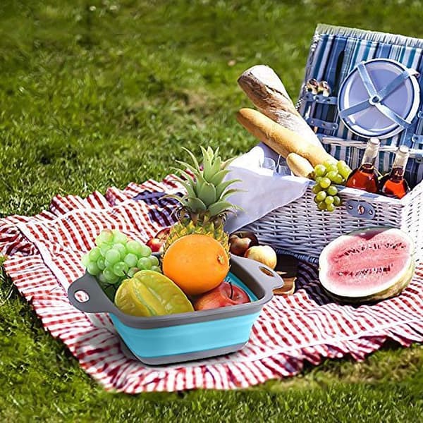 2-pack - Hopfällbart silikonsil set - Köksilikon dräneringskorg - För dränering av pasta, frukt, grönsaker - Köksilikon
