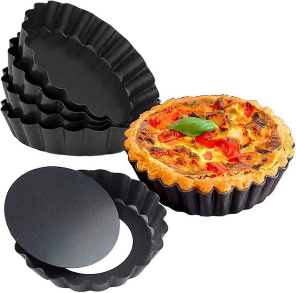 6-pack non-stick 10 cm quiche and tart pans with removable bottom