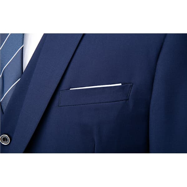Herr 3-delad Slim Fit Kostym Set, Enfärgad Kavaj Väst Byxor Marinblå M Navy blue M