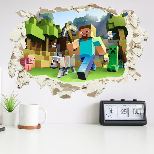 Gamer Poster Väggdekor, 40*60cm Mine-craft 3D Väggdekaler Spel Tecknad Väggdekaler för Vardagsrum Sovrum Hall