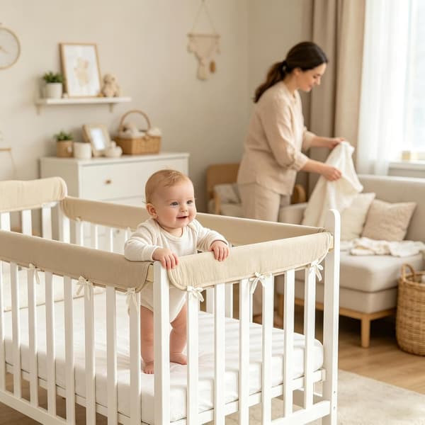 Crib Bumper | Breathable and Adjustable Cotton Gauze - Crib Bumper (DB)