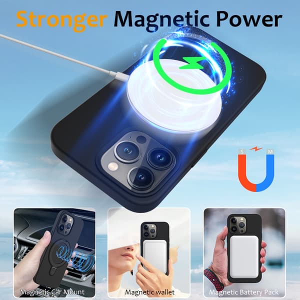 Silikonecover Kickstand MagSafe iPhone 16 Pro Sort