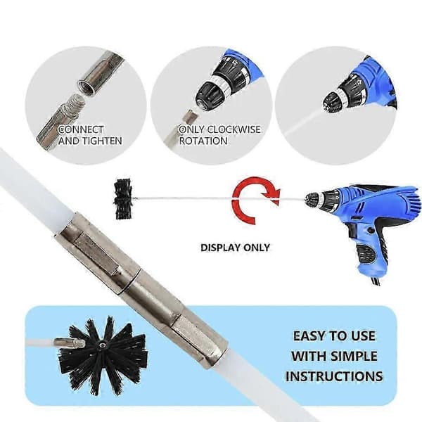 Long Flexible Handle 100/150/200mm Rotating Chimney Brush for Chimney, Dryer Vent & Fireplace