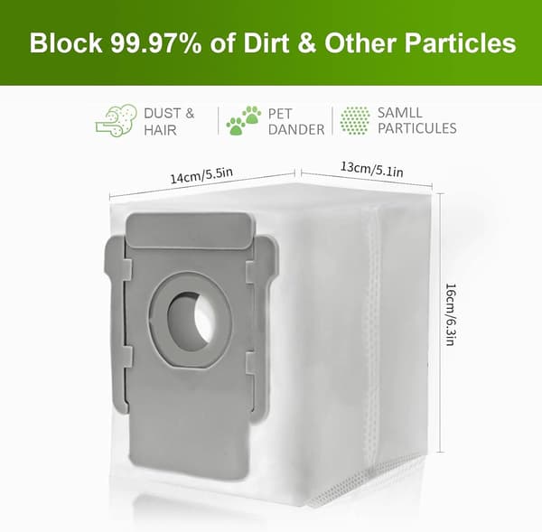 10-pack dammsugarpåsar, kompatibla med iRobot Roomba i7 i7+ Plus, i3 i3+ Plus, s9 s9+ Plus, E5 E6 E7, dammpåsar för alla Clean Base-modeller