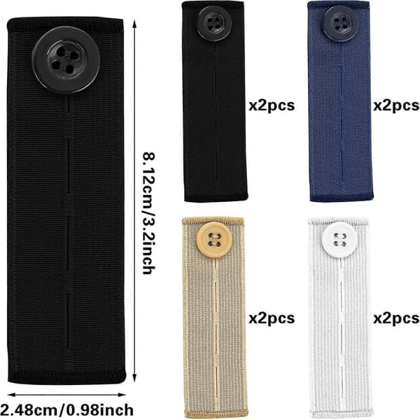 8-pakning elastiske midjeforlengere, unisex midjebelteforlengere