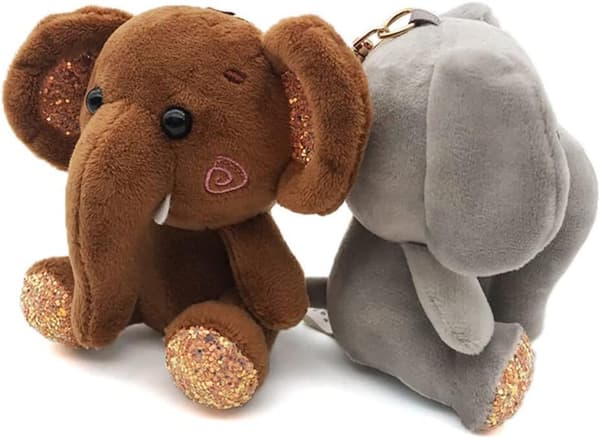 (Grå) Mjuk plysch elefantdocka nyckelring för bilnyckelväska
