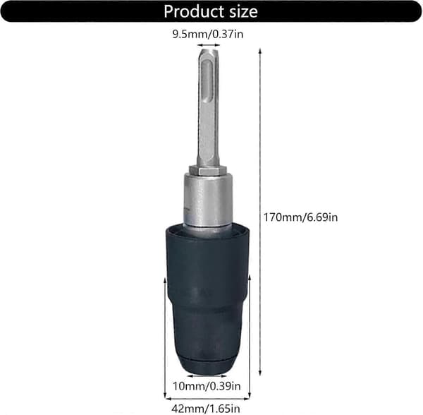 SDSPlus till SDSMax 81/4' Lång Borrhammaradapter Legerat Stål Svart Adapter