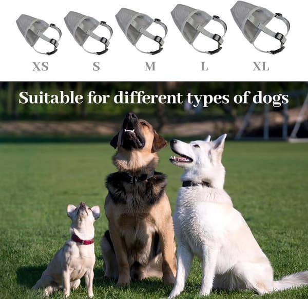 Dog Muzzle Soft Breathable Mesh With Adjustable Straps, Full Coverage Anti-biting Barking For Small Medium Large Dogs, Black Grey XL