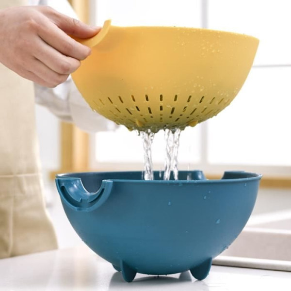 Colander, Colander Set with Container, Double Rotating Drain and Basket, for Pasta, Vegetables, Fruit, etc.
