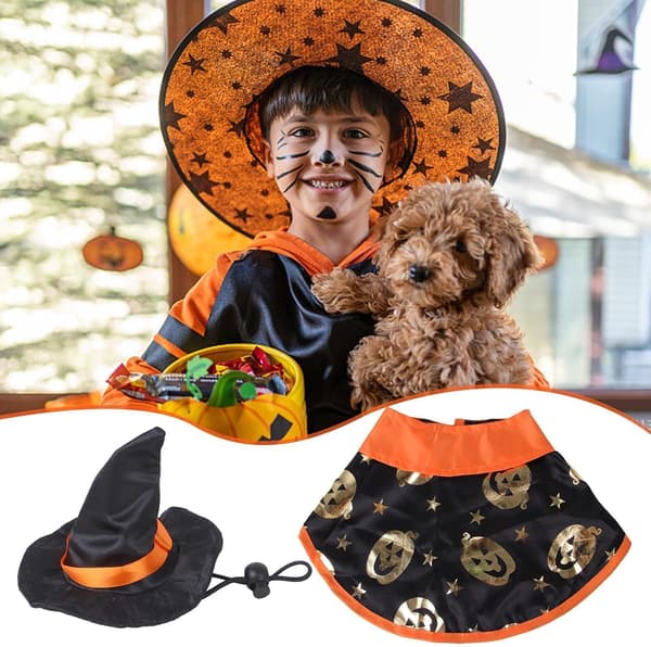 Halloween-kostume, heksehue, åndbar, kasket sæt -