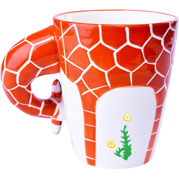 3D Handmålad Keramisk Djurmönstrad Kaffemugg (Giraff)
