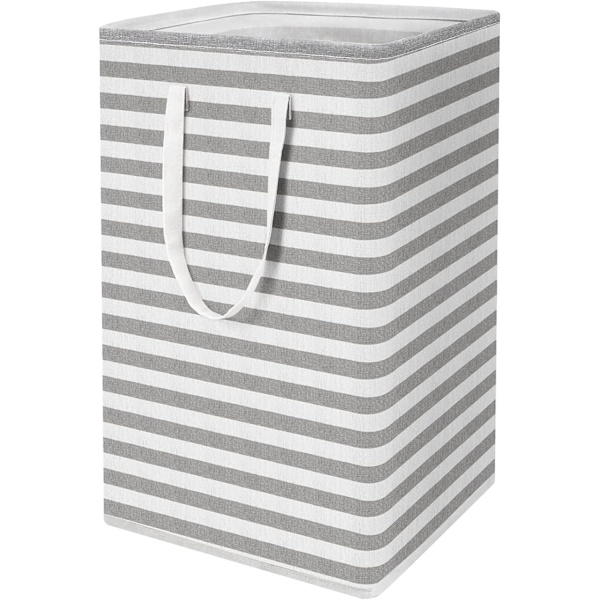 Large Laundry Basket - Freestanding Waterproof Laundry Hamper with Extended Handle - Foldable Tall Laundry Basket Striped