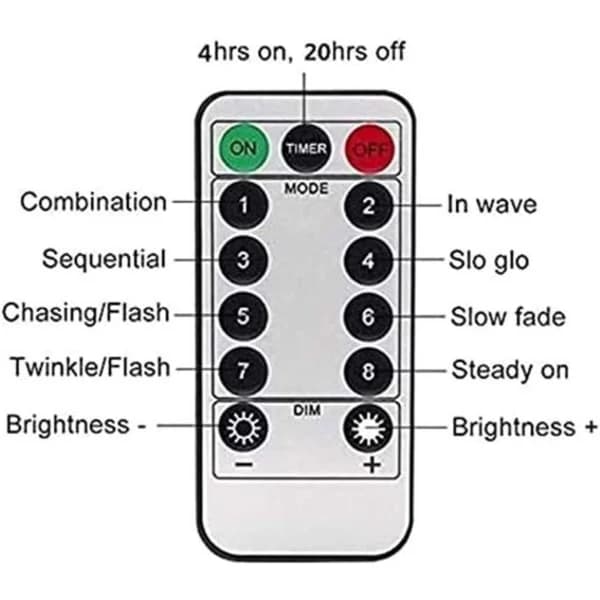 10M 100 LED String Lights with Remote Control and Timer, 8 Modes, Dimmable, Battery Powered