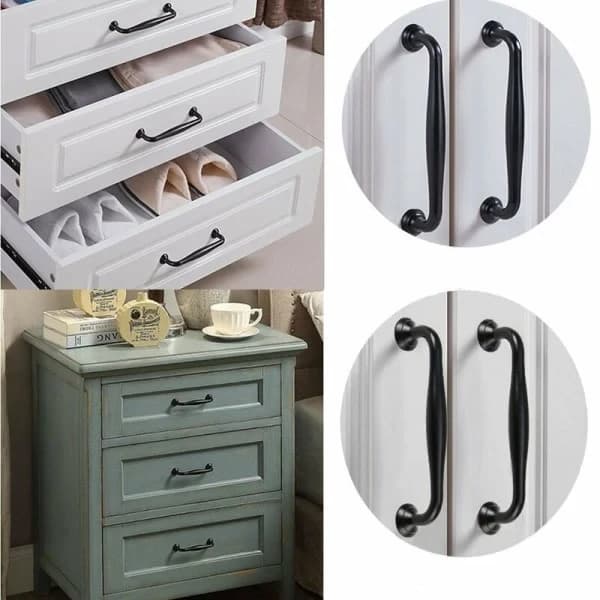 20 Black Cabinet Handles, 96mm Hole Center for Kitchen & Drawers