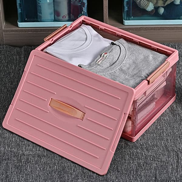 30L Foldable Storage Box with Lid Thick Waterproof Storage Box for Blanket Clothes Books Under Bed in Cars-Blue