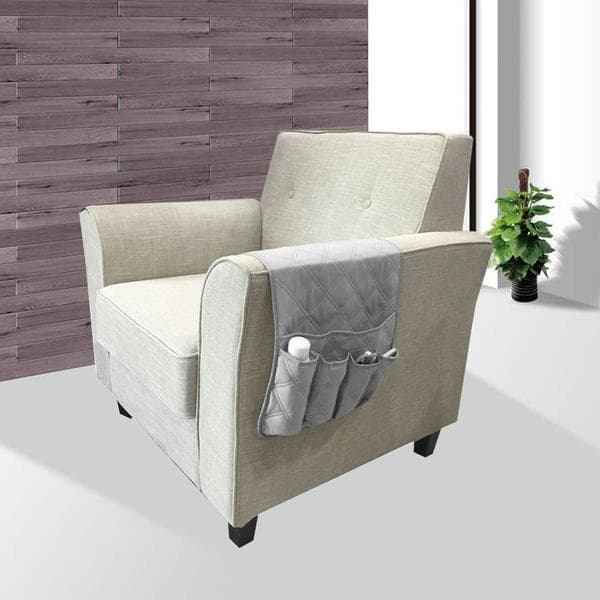 Non-slip Sofa Armrest Storage Bag with 5 Pockets, Remote Control Storage Bag (88.9 x 31.5 cm, Beige) [TT]