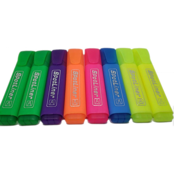 Highlighters 8-pack Assorted Colors Chisel Tip Strong Fluorescent Quick-Drying Home or Office Supplies