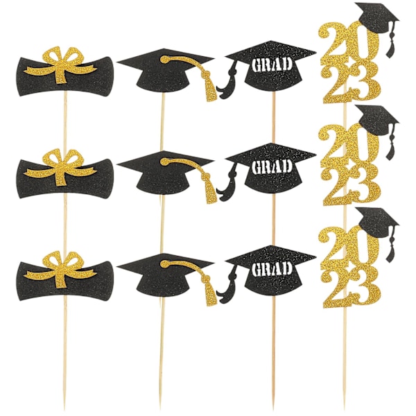 12 stk. Graduation Cupcake Toppers 2023 Cupcake Picks Graduation Party Dekoration 11.5X7.5CM