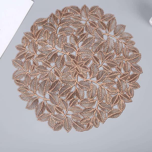 Sett med 6 bordbrikker med elegant løvdesign Rose guld