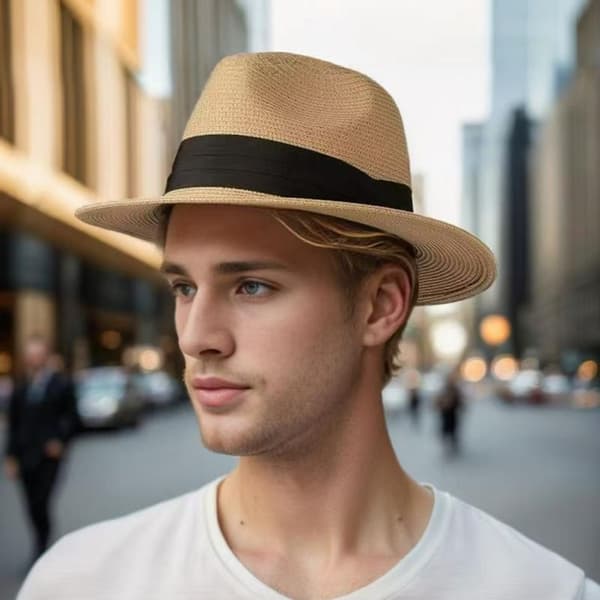 Dame Herre Bredbremmet Panama Hatt Fedora Sommer Strand Solhatt