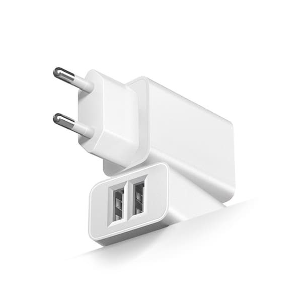 USB-vægoplader, 2x USB-A, 2 A, maks. i alt 12 W, hvid Hvid Vit
