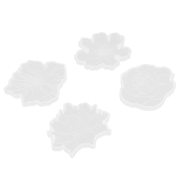 4 stk. Coasterform 4 forskjellige stiler Blomsterdesign Silikonform for å lage dekorasjoner