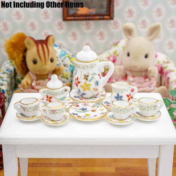 Miniature 1/12 porcelæns tesæt dukkehus tilbehør