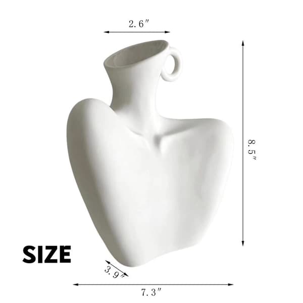 Hvid Keramisk Kropsformet Blomstervase til Boligindretning, Minimalistisk Design