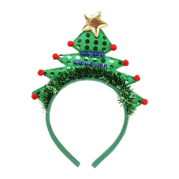 Green Christmas Tree Headbands, Luminous Hair Decorations Without Lights, Christmas Tree Headband Show Accessories.