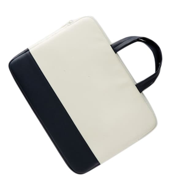 Laptop Bag Cute Alphabet Pattern Waterproof Shockproof PU Leather Tablet Bag with Handle 13 inch White