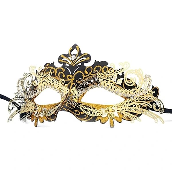 Oceanic Venetian Mask (Black Gold), for Masquerade and Costume, for