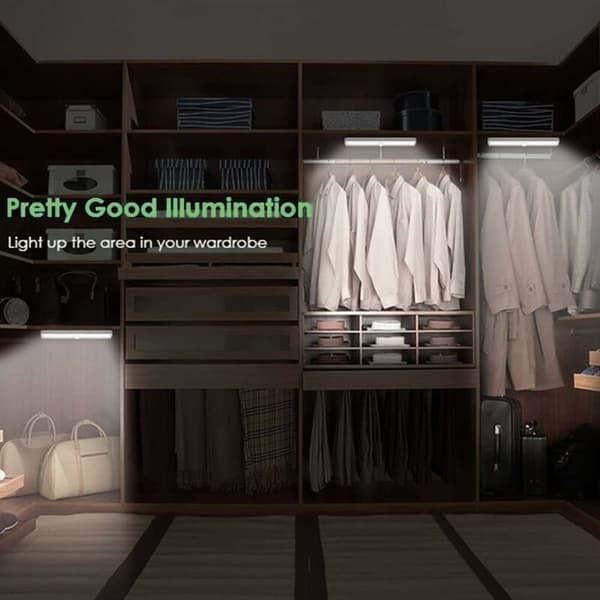LED Motion Sensor Light 3-pack 10 LED Wireless Battery Operated with Adhesive Cabinet Lighting Compatible with Kitchen Wardrobe Stairs