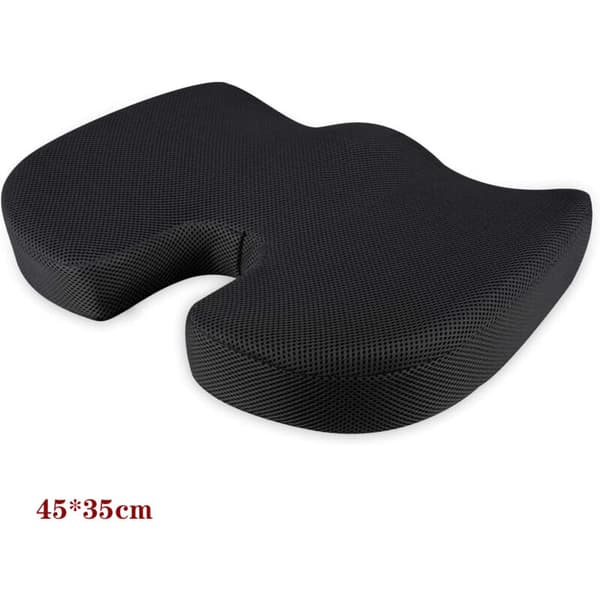 Orthopedic Coccyx Seat Cushion, Made of Optimized Viscoelastic Memory Foam (Black)