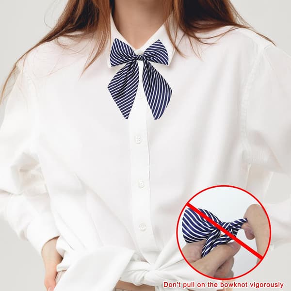 Fluga för kvinnor flickor förknuten skolslips justerbar randig uniform fluga flicka marinblå - Navy