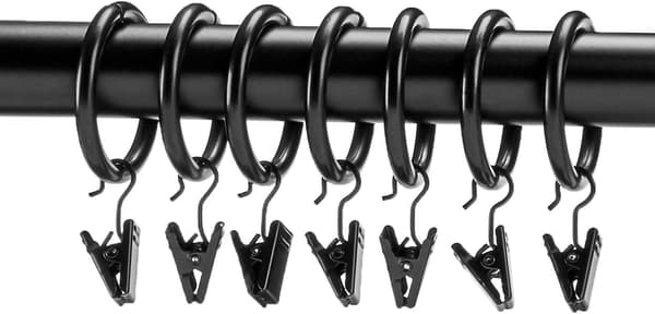 Basics 1-tums gardinklämmor, 7-pack, svart