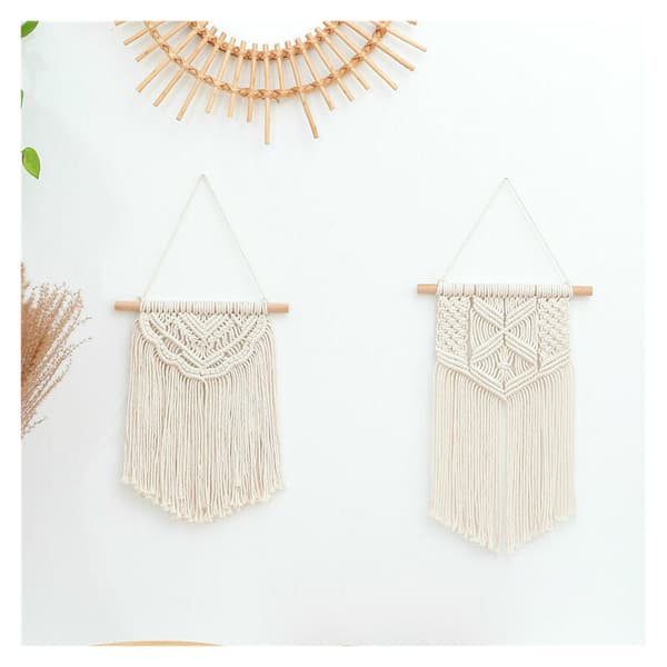 2 stk. blondevægkunst vævet boho-stil vægdekoration hjem chic