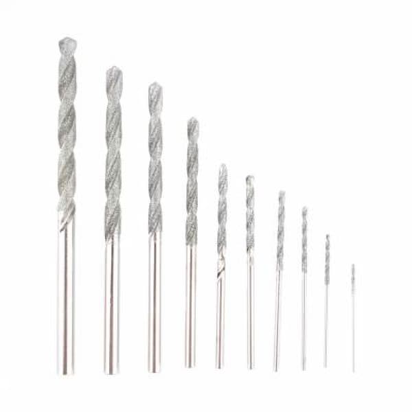 10 stk, 0,8-4,0 mm, diamantbelagt, bor for glassfliser a