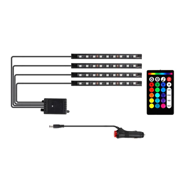 Universal LED Car Interior Lighting, Remote Control, 36 Beads, Decorative Car Floor Lighting USB 5V