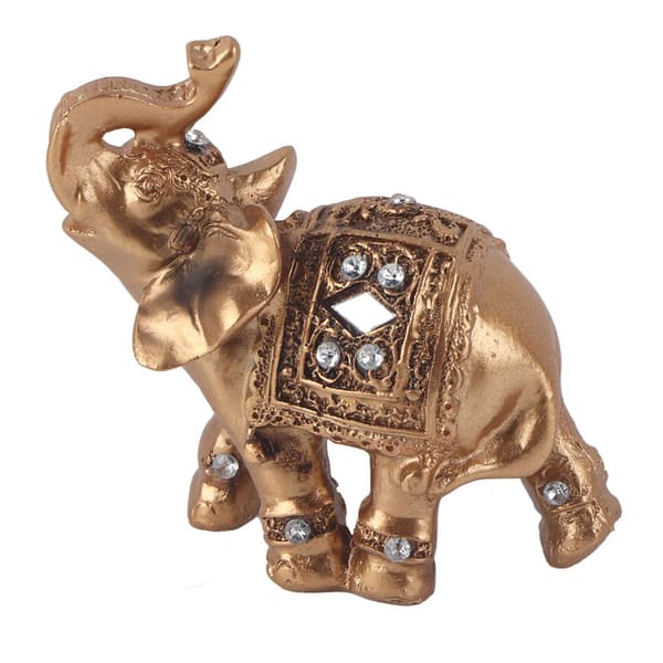 Gylden elegant statuefigur med snabelen opp, samleobjekt, hjemmeinnredning for velstand (9*9cm)