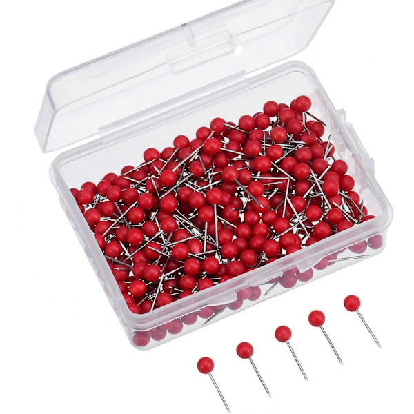 Kartnålar 3 mm Små, 300-pack (Röda)