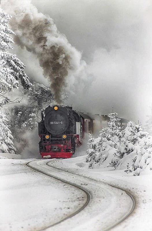 30x40CM Handmade 5D Art Diamond Painting - Train in the Snow, suitable