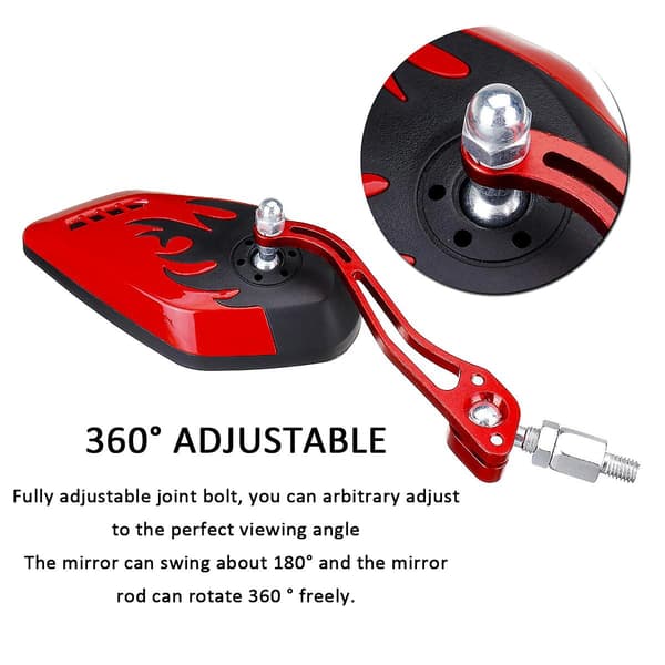 2-pack Universal Motorcycle Rearview Mirrors 360 Degree Rotation