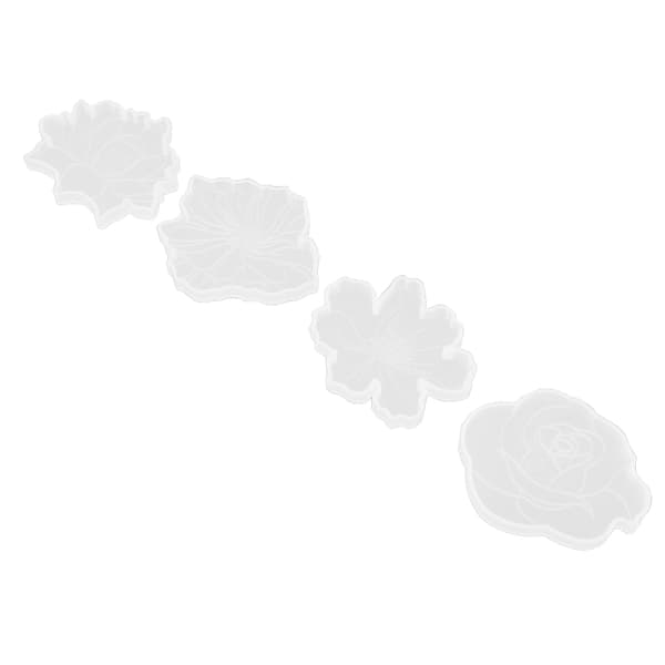 4 stk. Coasterform 4 forskjellige stiler Blomsterdesign Silikonform for å lage dekorasjoner