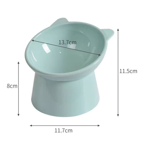 Ergonomisk katteskål med skrånende design mod spild af foder til indendørs killinger Blå Grå Blue Grey