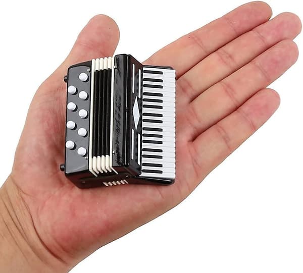 Miniatyrdragspel med fodral Miniinstrumentreplika Samlarobjekt Miniatyrdockhusmodell Heminredning