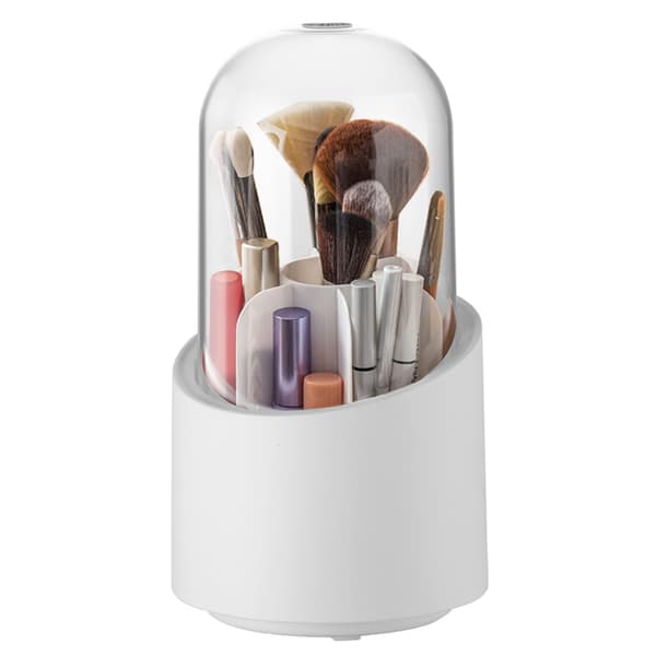 Sminkborsthållare med lock, roterbar transparent akrylkopp 24 cm
