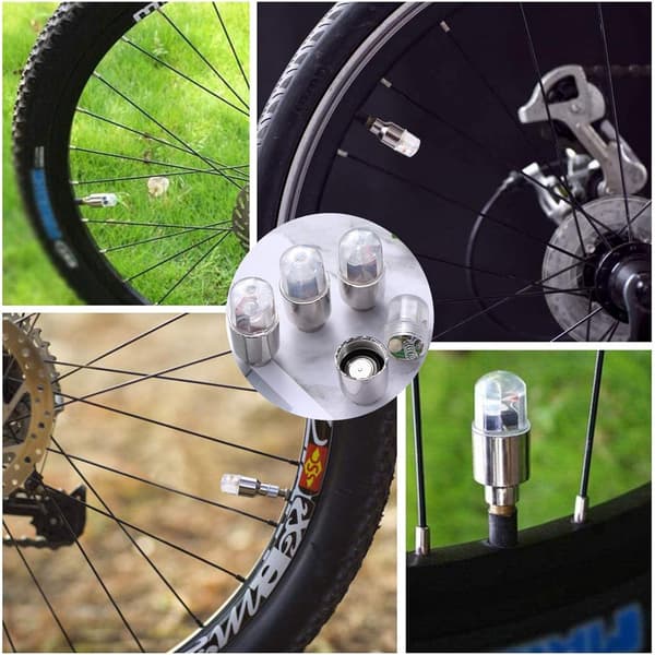 (Blå) 4-pack cykel- och motorcykelhjulsljusventil dammskydd bil LED